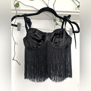 Dolls kill club exx black fringe bra top